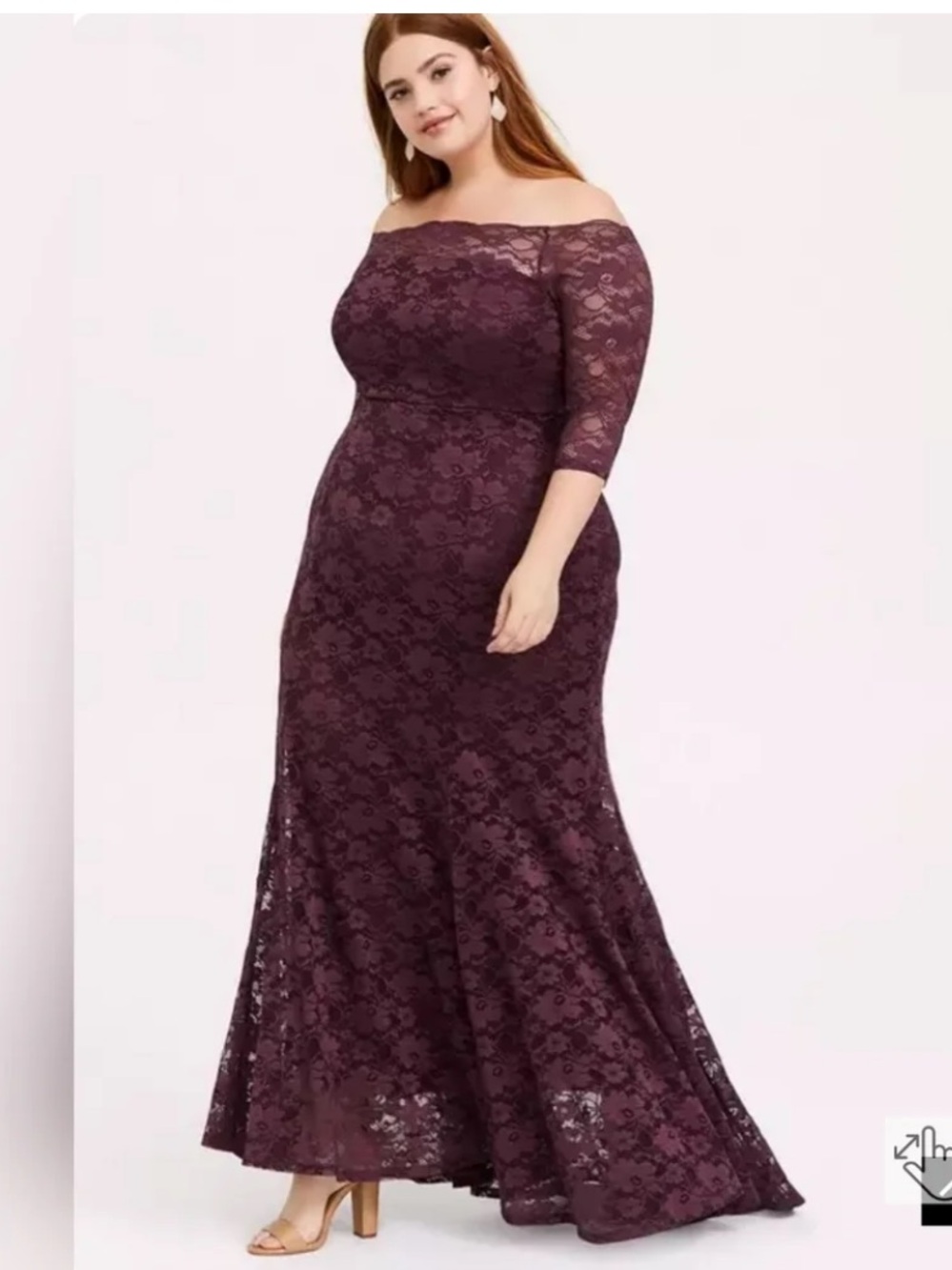 Torrid Elegant Plum Lace Evening Dress with Draped Neckline